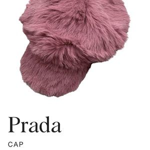 PRADA pink pony hair fur newsboy cap.